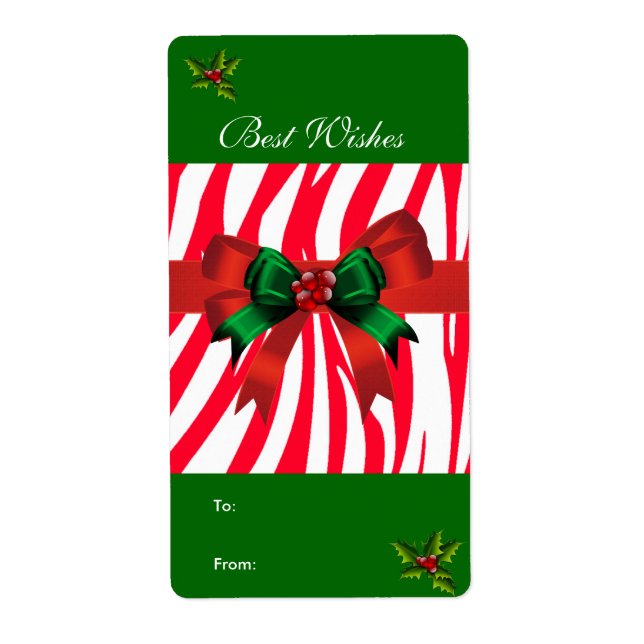 Balise cadeau de Noël étiquette Rouge blanc sauvag (Devant)