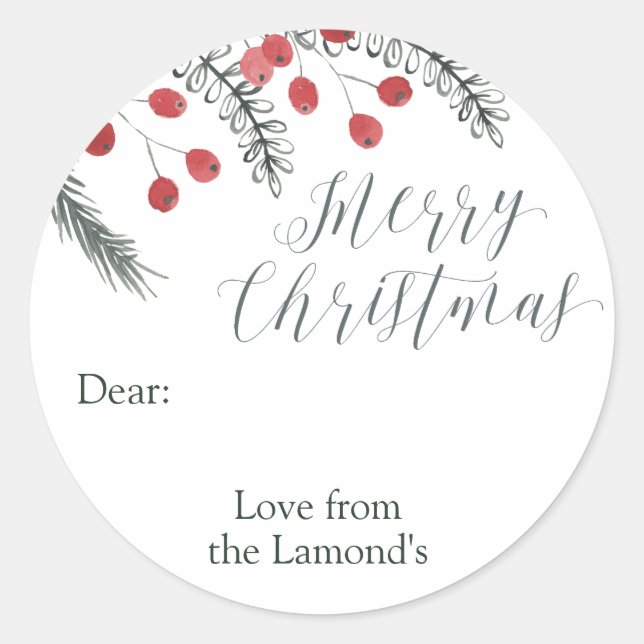 Balise cadeau de Noël personnalisée Stickers ronde (Devant)
