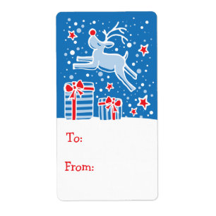 Balise cadeau de rennes de Noël bleu (vers et depu