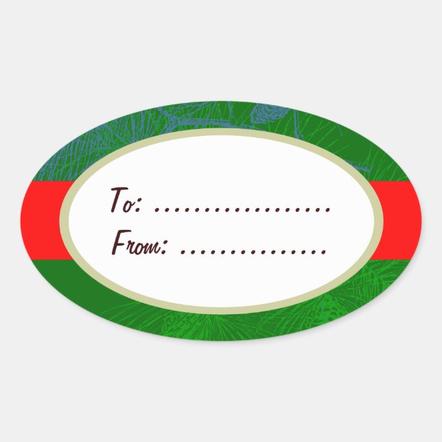 Balise cadeau de vacances Oval Gold Étiquette Red  (Devant)