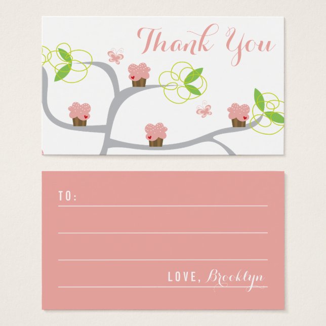 Balise cadeau de Whimsical Pink Cupcakes Tree Birt (Devant & derrière)