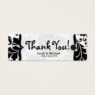 Balise cadeau mariage damassé blanche et noire
