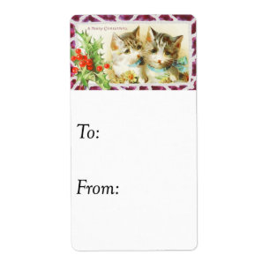 Balise cadeau Vintage Christmas Kittens