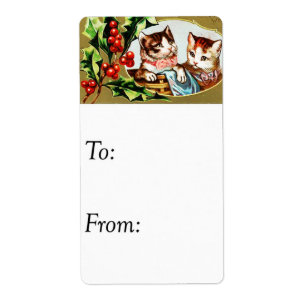 Balise cadeau Vintage Christmas Kitties
