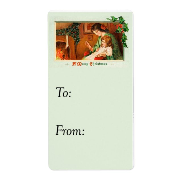 Balise Cadeau vintage Joyeux Noël Au Foyer (Devant)