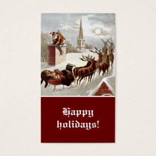 Balise cadeau vintage Santa Claus Reindeer Sleigh