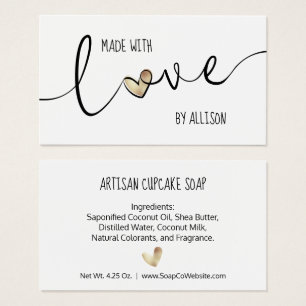 Balise de cadeau Gold Heart et Typographie Fabriqu