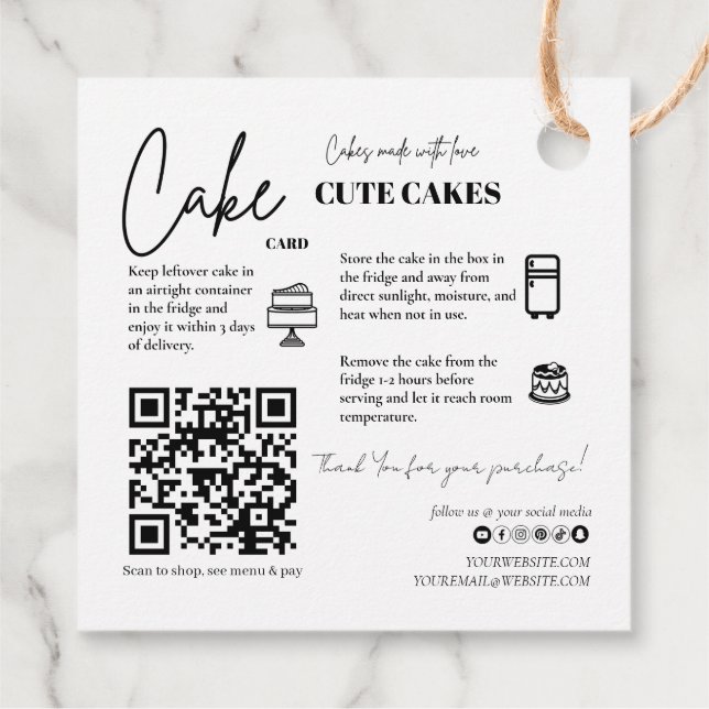 Balise de la carte de gâteau du Étiquette alimenta (Dos)