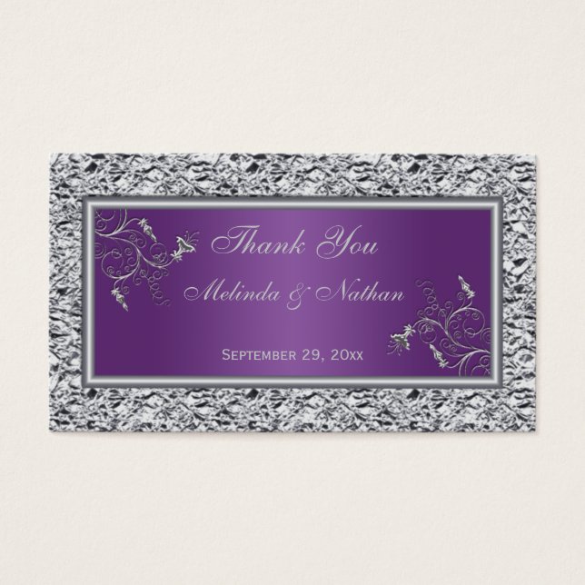 Balise de mariage floral violet et argenté Favor (Devant)