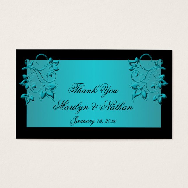 Balise de mariage turquoise et noir floral Favor (Devant)