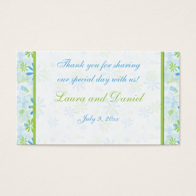 Balise de mariage vert et bleu floral Favor (Devant)
