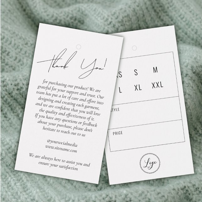 Balise de Merci de vêtements d'affaires avec logo (Créateur téléchargé)