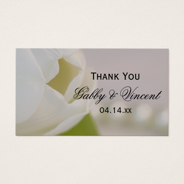 Balise de Merci Mariage blanc Tulip and Pearls (Devant)