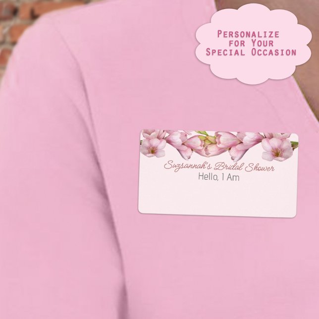 Balise de nom du Étiquette du papier de douche à l (Custom floral paper label name tag ready for your special occasion. Write in guest names on arrive.)