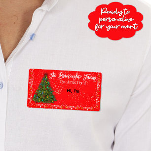 Balise de nom du papier-bordure de l'arbre de Noël