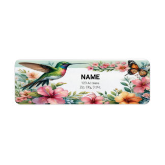 "Balise de nom personnalisé de colibri floral".