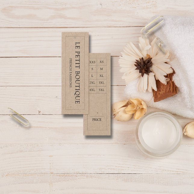 Balise de prix de couture Kraft - Tableau des tail (Créateur téléchargé)