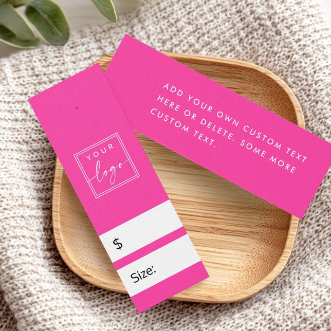 Balise de prix do-it-yourself rose chaud avec logo (Hot pink DIY price hang tag with custom logo)