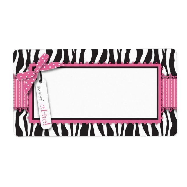 Balise d'impression Zebra & Hot Pink Accent Name (Devant)