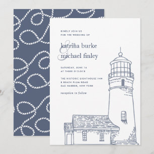 Balise   Faire-part de mariage phare nautique