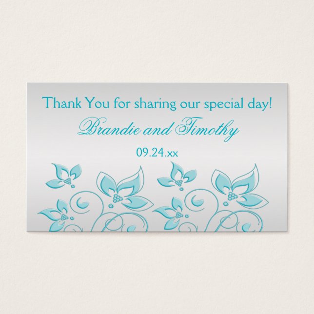 Balise Favoris Silver et Turquoise Mariage Floral  (Devant)