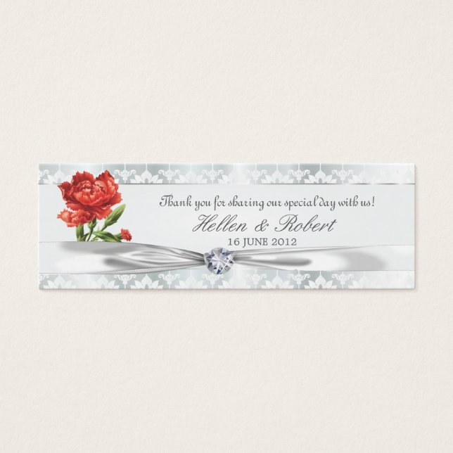 Balise Fleur Rouge et Diamant Argent Élégante Fave (Devant)