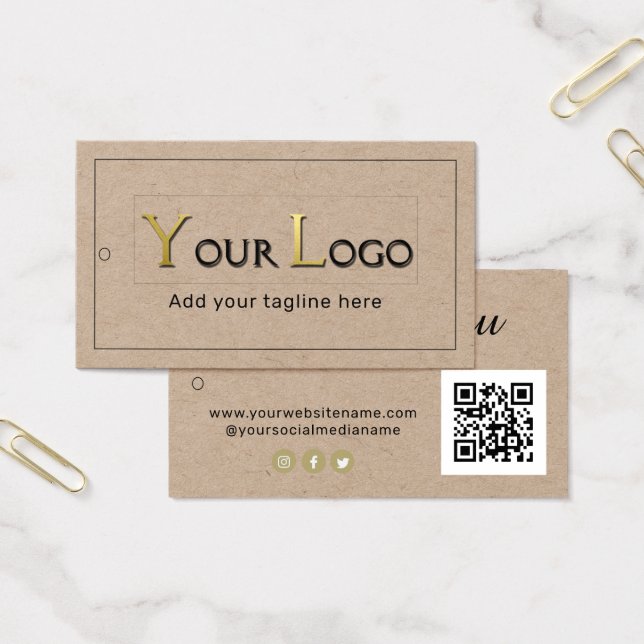 Balise Hang du logo Merci QR Code Kraft (Bureau)