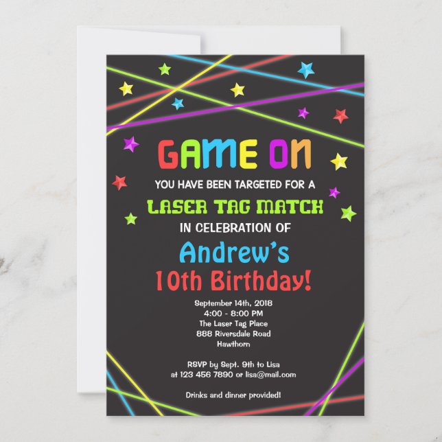 Balise laser Invitation d'anniversaire, Invitation (Devant)