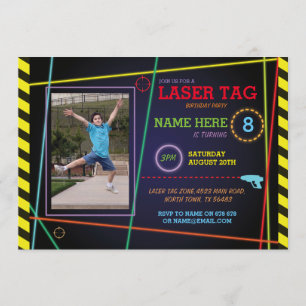 Balise laser Photo Anniversaire Invitation Neon