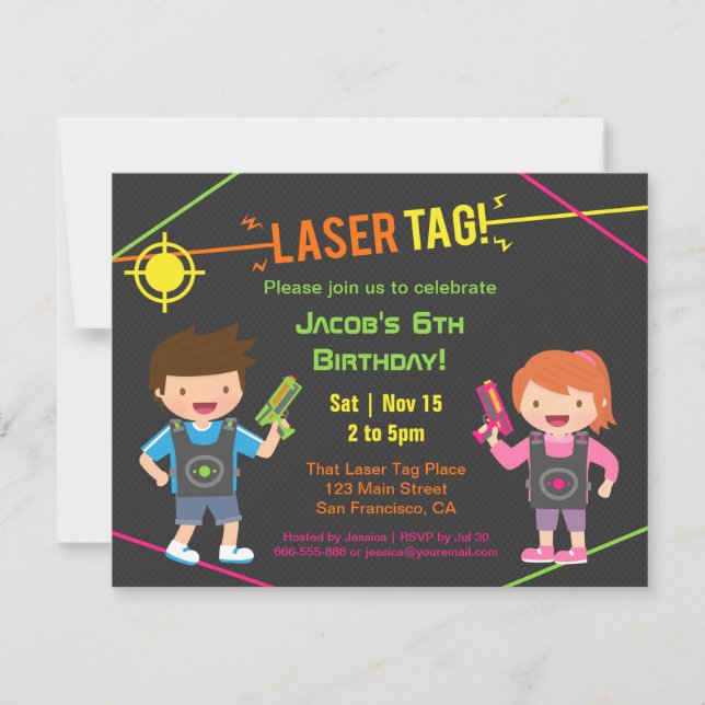 Balise laser pour enfants amusants Invitations de  (Devant)