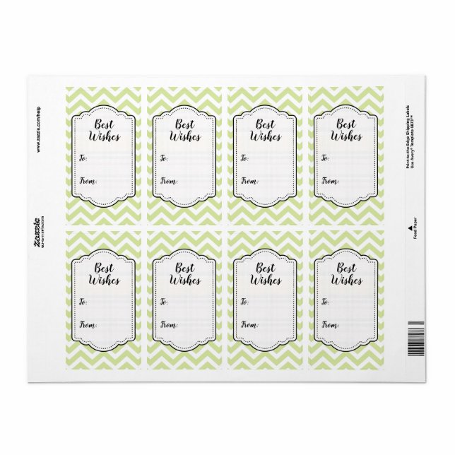 Balise Mariage Pastel Green & White Chevron (Feuille entière)