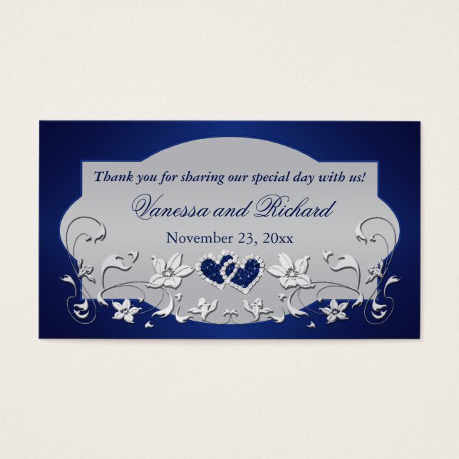 Balise Marine, Silver Grey Floral, Coeurs Mariage  (Devant)