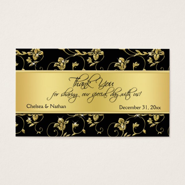 Balise Noir et Or Floral Wedding Favor (Devant)
