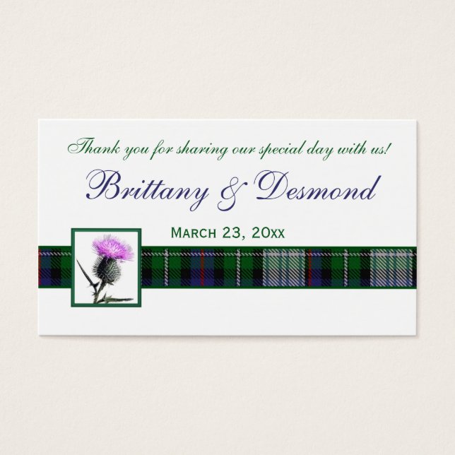 Balise Purple, Green, White Tartan and Thistle Fav (Devant)