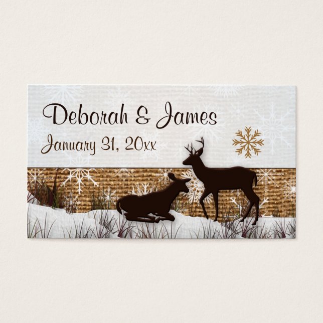 Balise Rustique Burlap, Snowflakes & Deer Wedding  (Devant)