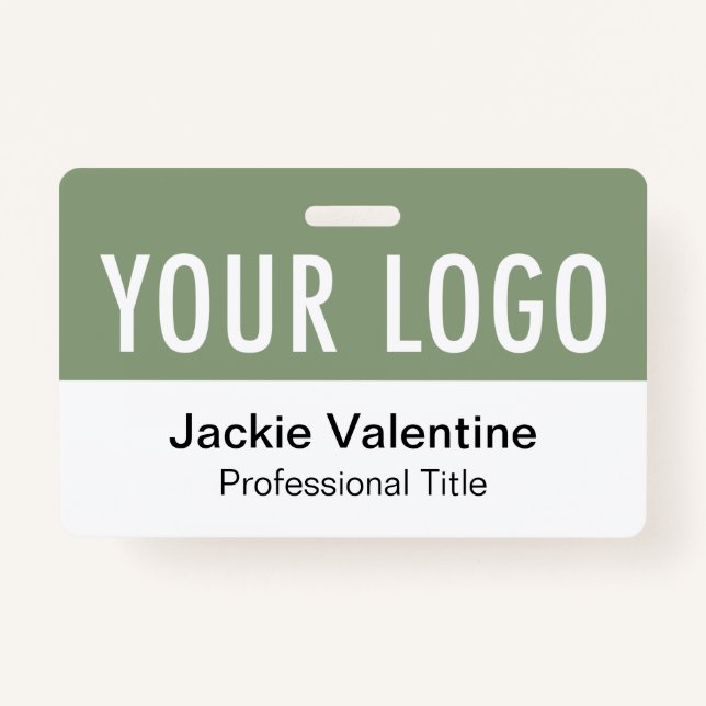 Balise Sage Green PVC Badge Horizontal Staff ID No (Devant)