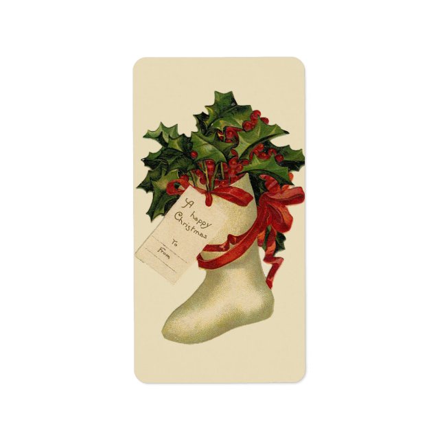 Balise Vintage Noël Stocker Étiquette (Devant)
