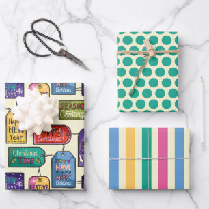 Balises Cadeaux Colorés Enveloppement Papier ensem