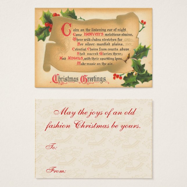 Balises cadeaux de Noël Vintage Poem (Devant & derrière)