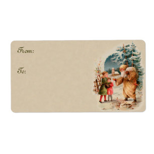 Balises cadeaux Vintage Christmas Père Noël and