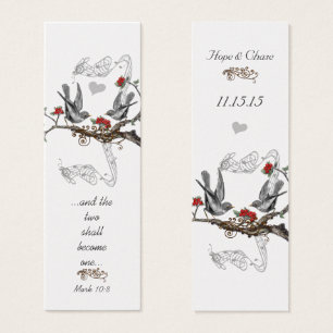 Balises du Mariage vintage Grey Bird Red Blooms