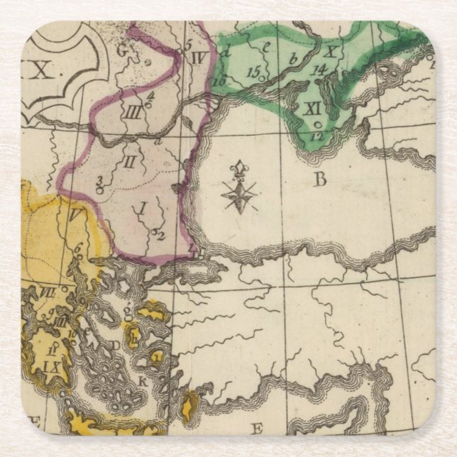 Balkan Peninsula 3 Square Paper Coaster (Front)