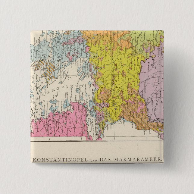 Balkan Peninsula  and Constantinople Map 2 Inch Square Button (Front)