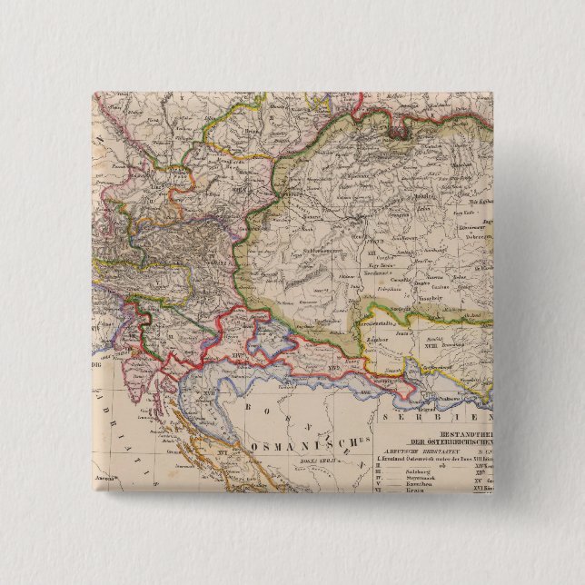 Balkan Peninsula, Austria, Hungary 2 Inch Square Button (Front)