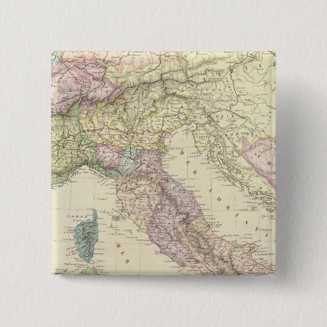 Balkan Peninsula, Italy, Slovenia 2 Inch Square Button (Front)
