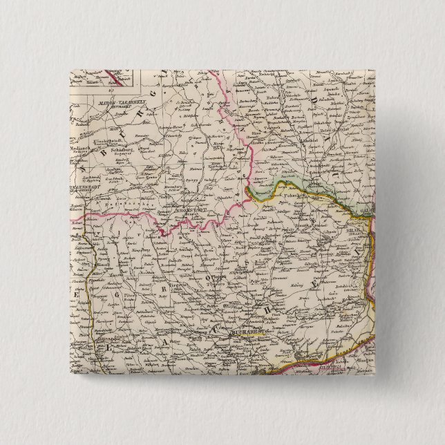 Balkan Peninsula, Turkey, Romania 2 Inch Square Button (Front)