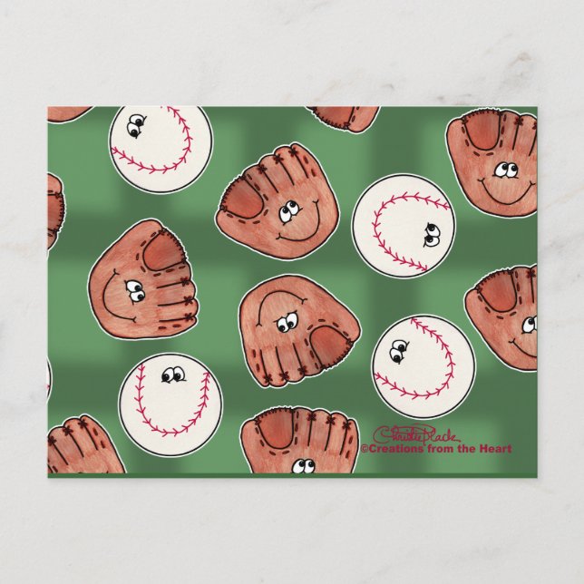 Ball and Glove Collage Field Background Postcard (Front)