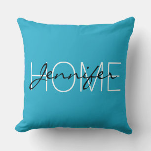 Ball blue colour home monogram throw pillow