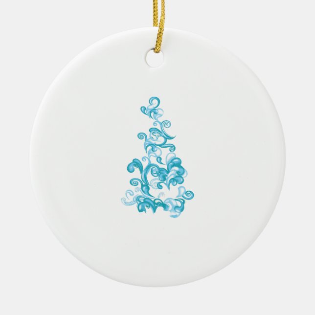 Ball Blue, Medium Turquoise decorative design Ceramic Ornament (Front)