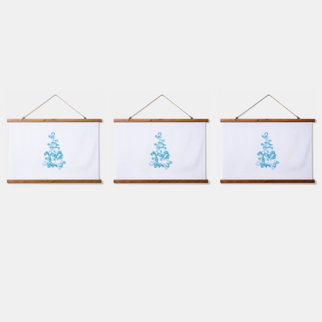 Ball Blue, Medium Turquoise decorative design Hanging Tapestry (Triple)